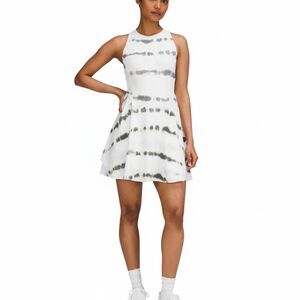 Lululemon NWOT White Tie Dye Court Crush Dress Size 6 Built In Bra Shorts